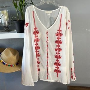 Sheer embroidered shirt